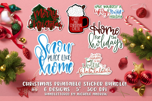 Christmas Sticker Bundle - 6 Printable Stickers