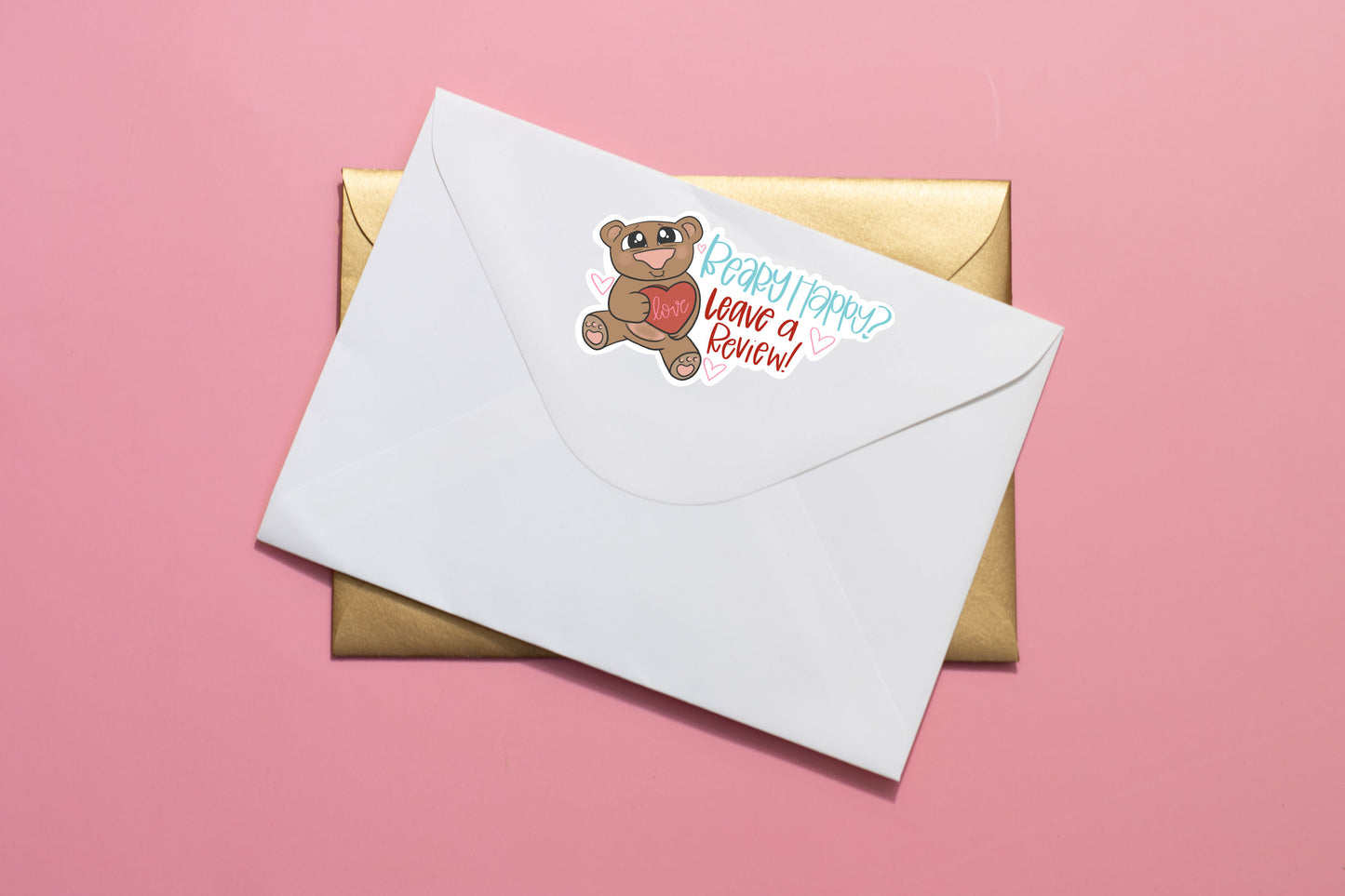 Beary Happy? Leave a review | Printable Sticker