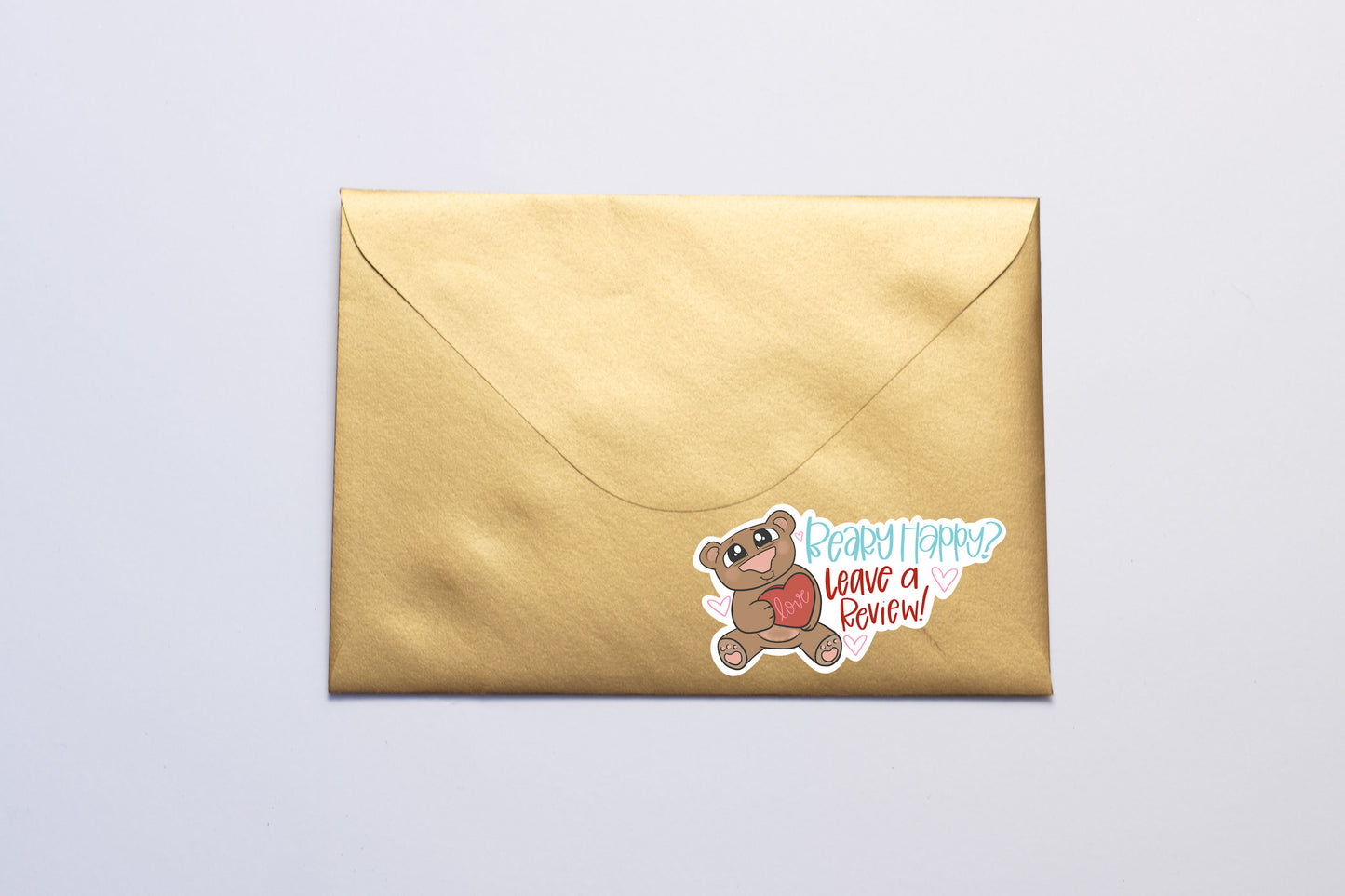 Beary Happy? Leave a review | Printable Sticker