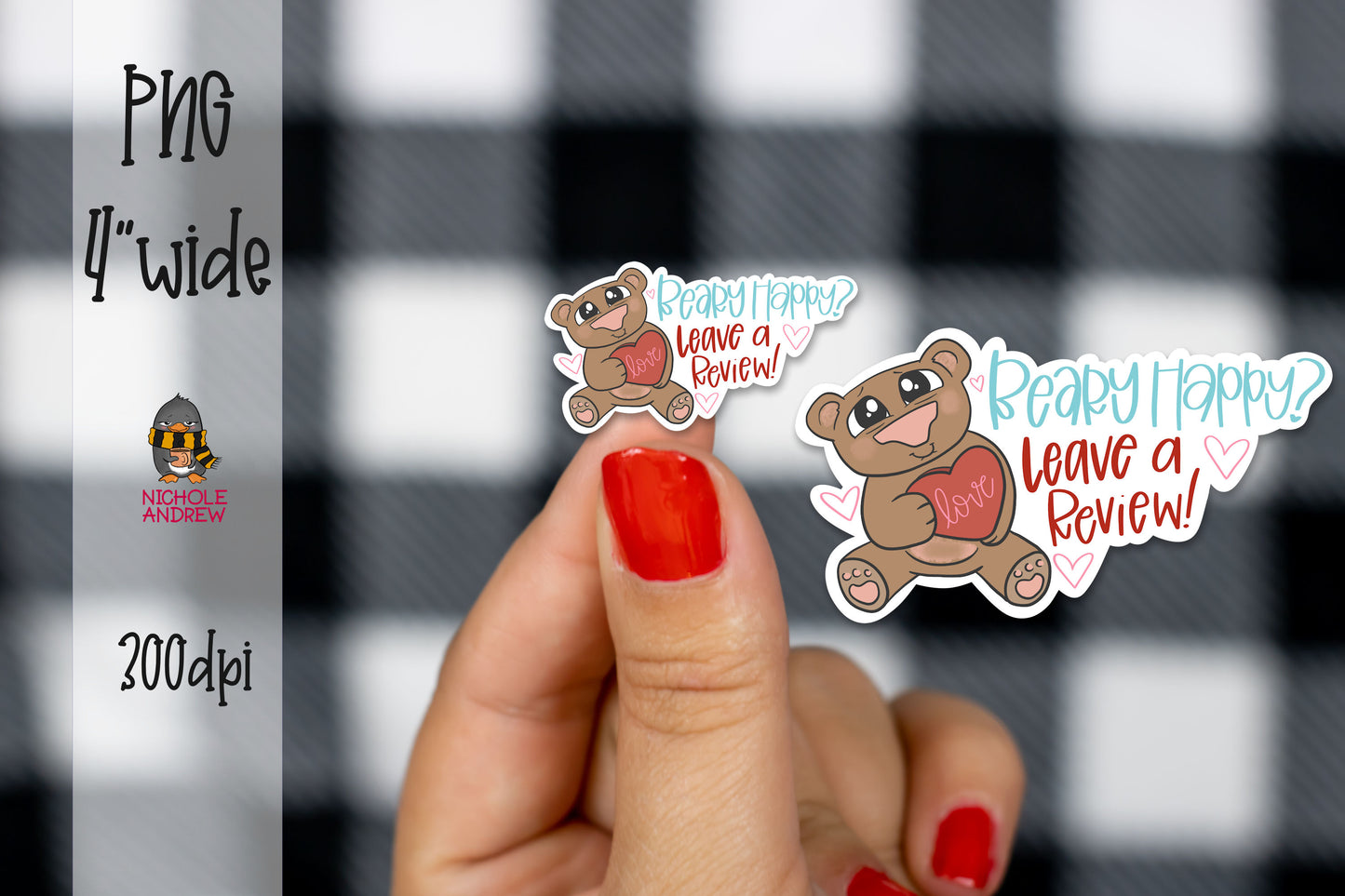 Beary Happy? Leave a review | Printable Sticker