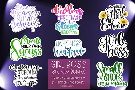 Girl Boss Sticker Bundle - 8 Printable Stickers
