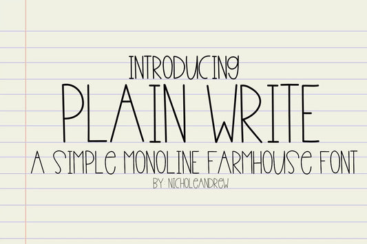 Plain Write - A Simple Monoline Farmhouse Font