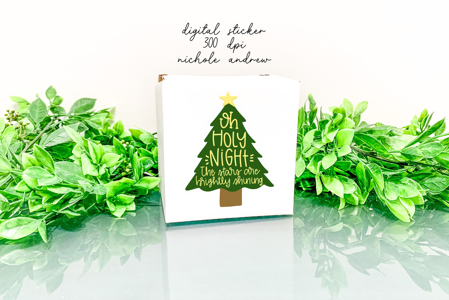 Oh Holy Night Tree - PNG Printable Sticker