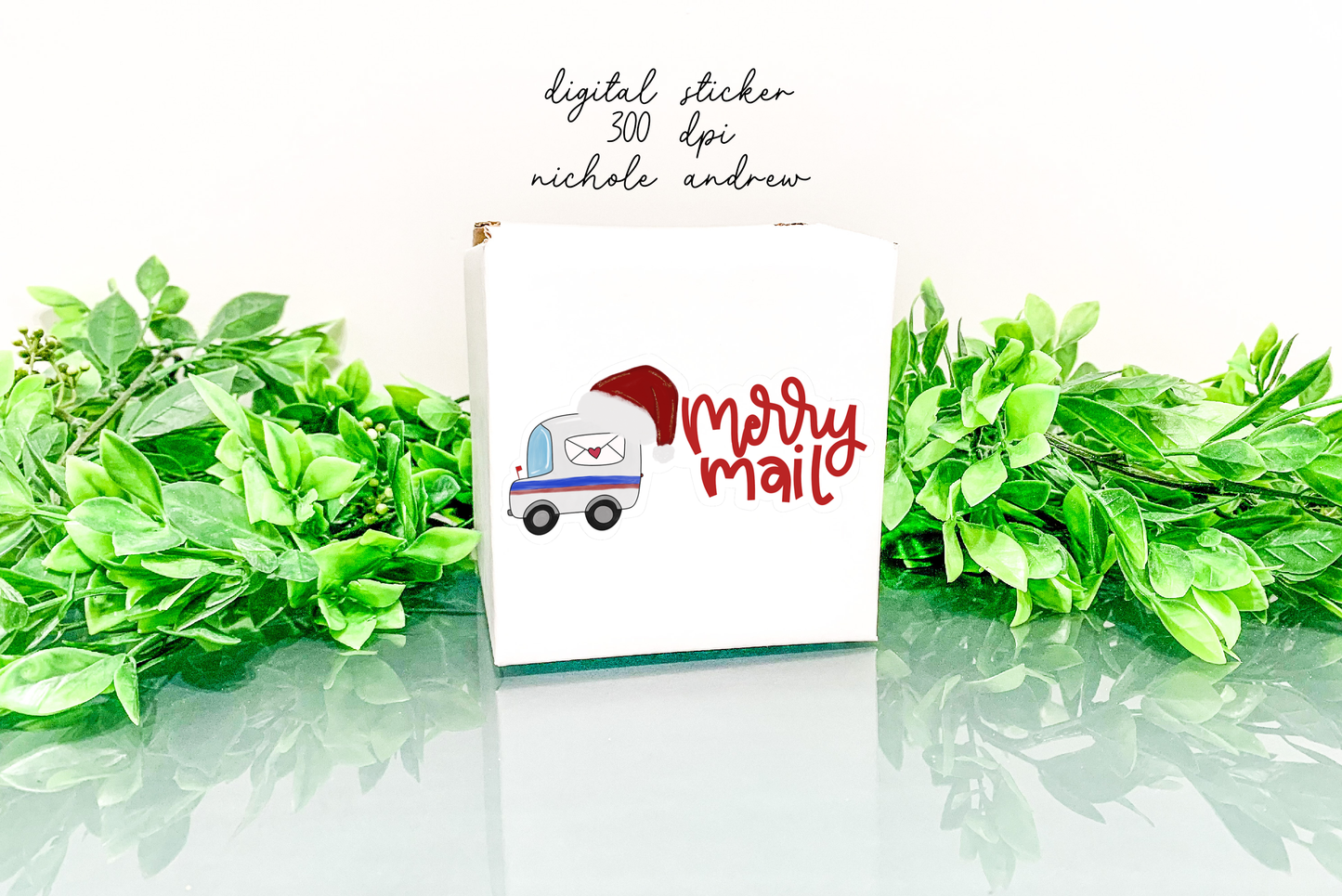 Merry Mail Truck - PNG Printable Sticker