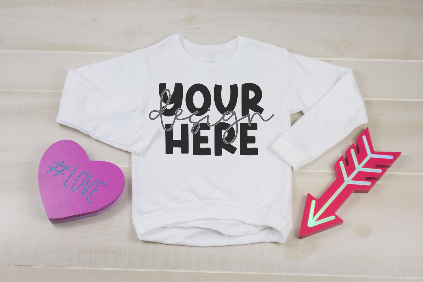 Valentine's Day Girls Sweatshirt Mockup