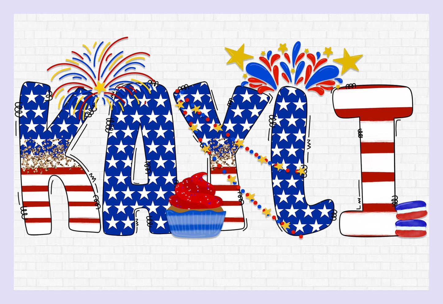 4th of July Sublimation Doodle Alphabet with Clipart