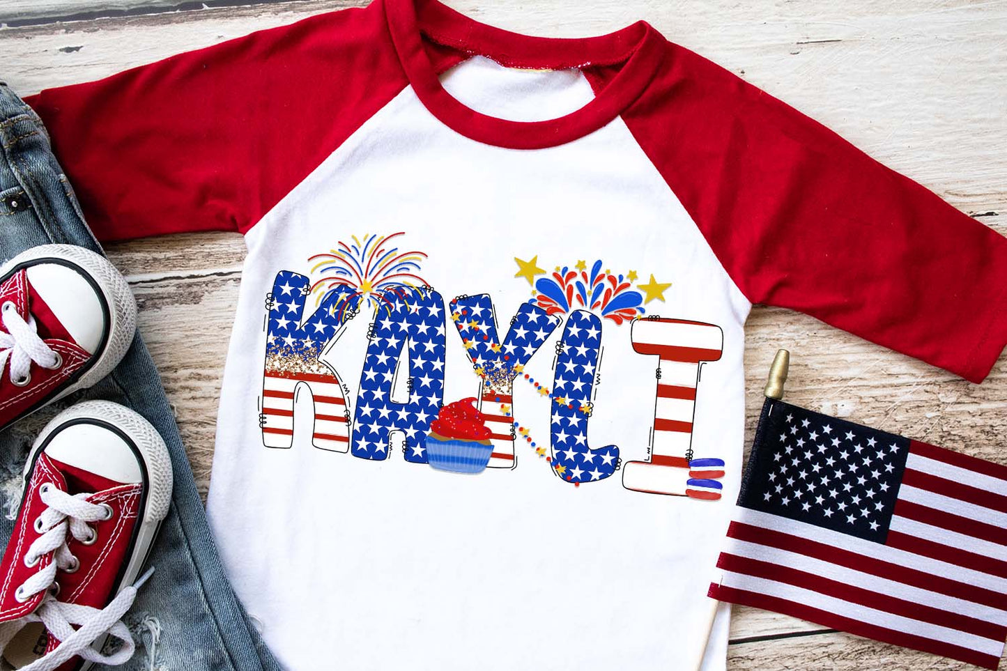 4th of July Sublimation Doodle Alphabet with Clipart
