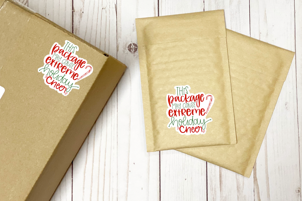 This Package May Cause Extreme Christmas Cheer - PNG Printable Sticker