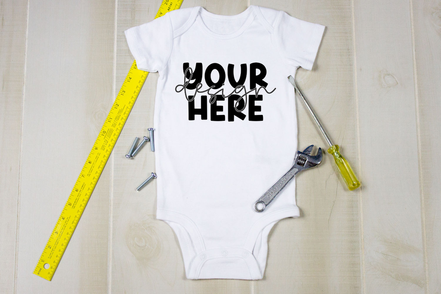 Father's Day Tool Bodysuit Flat Lay Mockup
