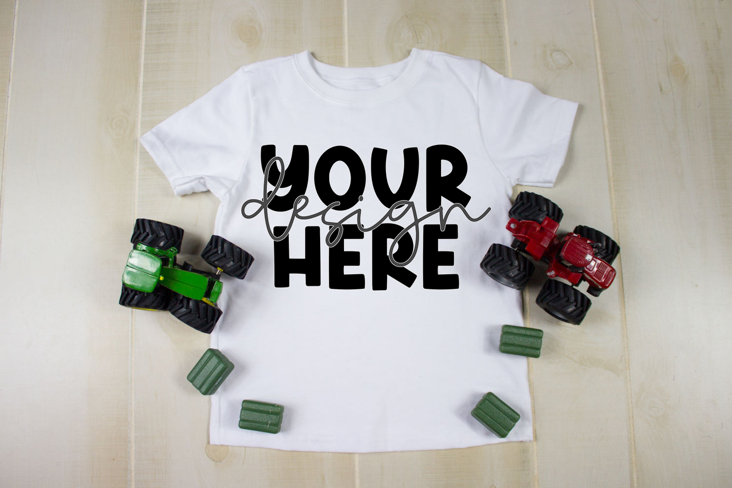 Boys Tractor Toy T-Shirt Flat Lay Mockup