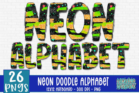 Neon Smash Doodle Alphabet