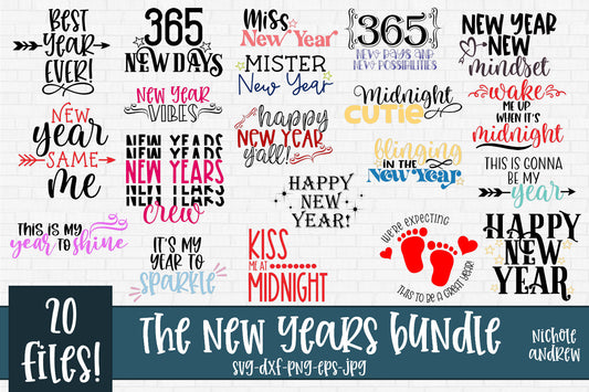 New Years SVG Cut File Bundle