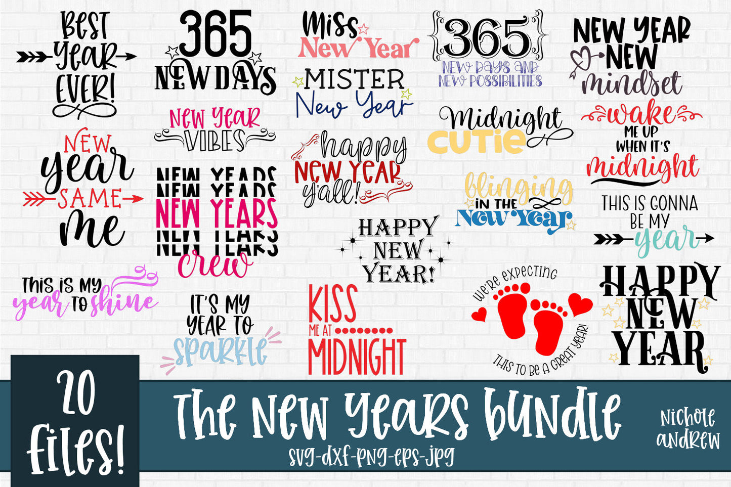 New Years SVG Cut File Bundle