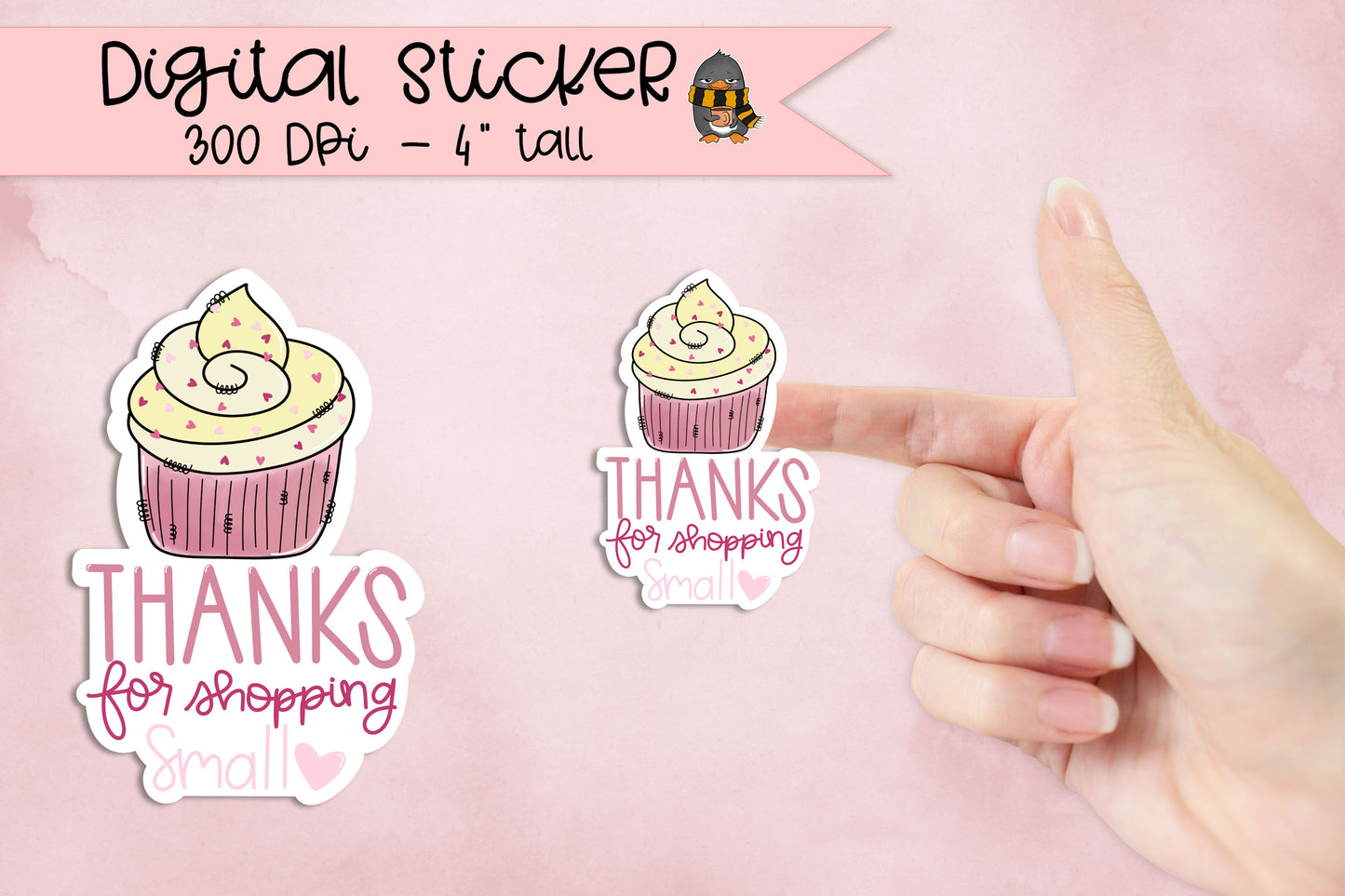 Thanks For Shopping Small - Cupcake - PNG Printable Sticker