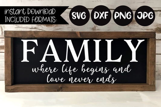 Family Where Life Begins And Love Never Ends - SVG Cut File