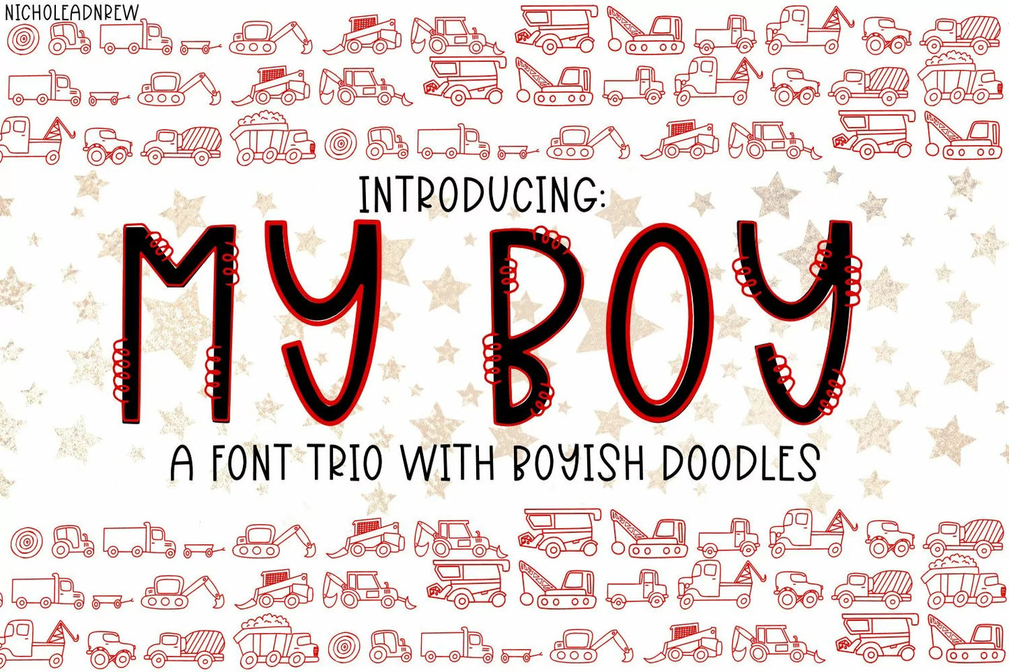 My Boy - A Handwritten Font With Boyish Doodles